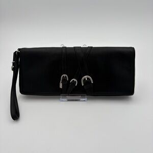 Rare Coach 9792 Black Lamb Nappa Leather Corset Style Clutch / Wristlet